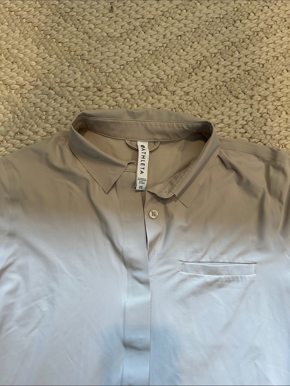 Athleta Light Gray Longline Button-Down Shirt - Picture 2 of 4